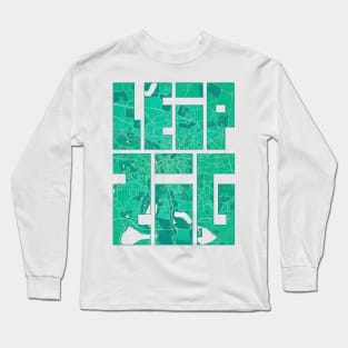 Leipzig, Saxony, Germany City Map Typography - Watercolor Long Sleeve T-Shirt